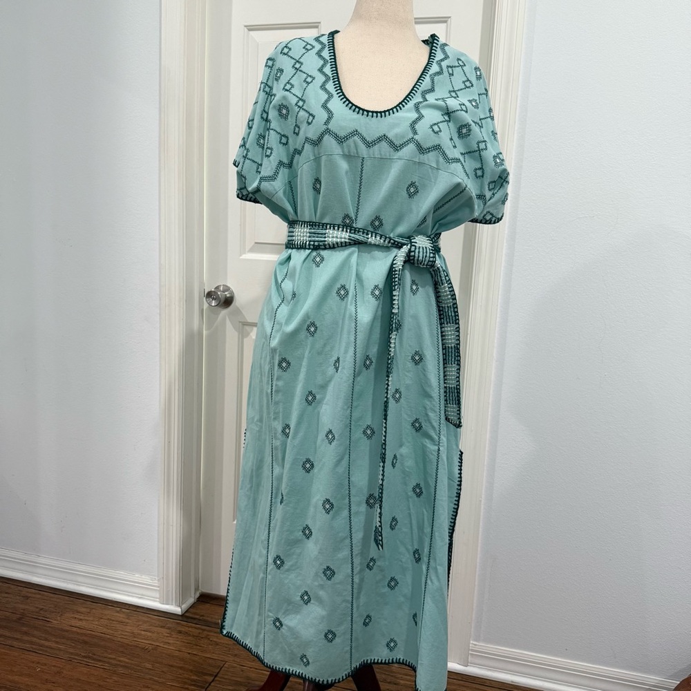 🛍️ Zara Teal Patterned Long Dress